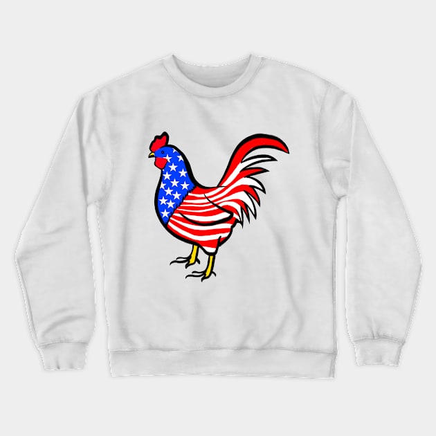 4th of July Independence Day Cock Rooster American Flag Crewneck Sweatshirt by livania